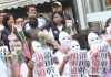 日本人が慰安婦像を足蹴にし、台湾民間団体が抗議